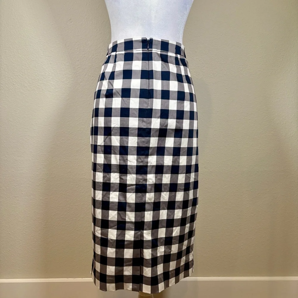 Banana Republic Navy and White Gingham Midi Skirt Size 6 - Picture 4 of 10